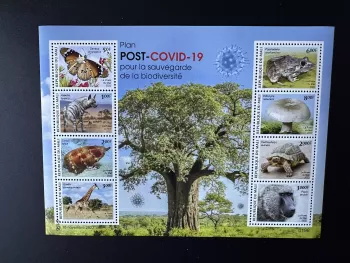 Mali 2022 Block Fauna COVID-19 Schmetterling Pilz Affe Schildkröte