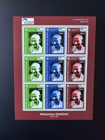 Benin 2021 Mi. 1692 - 1694 M/S sheet Mohandas Mahatma Gandhi India