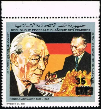 Komoren 1992/1993 Mi. 1055 35F Todestag Konrad Adenauer Überdruck