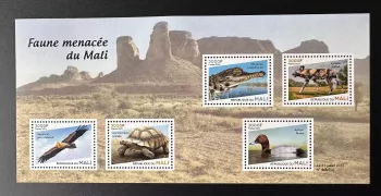 Mali 2023 Mi. Bl? Endangered fauna bird duck turtle crocodile raptor