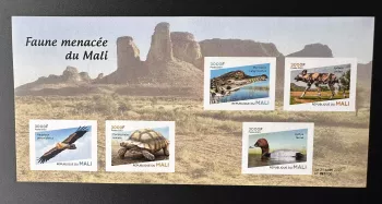 Mali 2023 Mi. Bl.? IMPERF Endangered wildlife bird duck turtle crocodile raptor