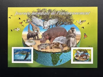 Mali 2023 Mi. Bl. ? ND Umwelt Fauna Vogel Schildkröte Eule Affe Pilz