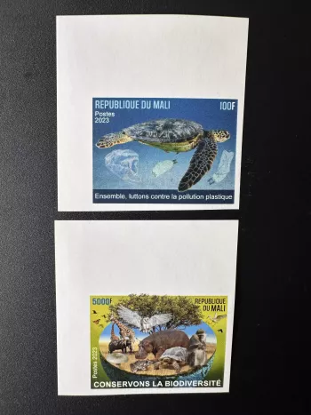 Mali 2023 Mi. ? ND Umwelt Fauna Vogel Schildkröte Eule Affe Pilz