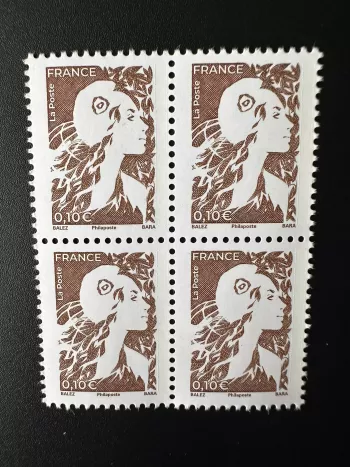 Frankreich 2025 4er-Block Marianne de l'Avenir 0,10 € gummiert