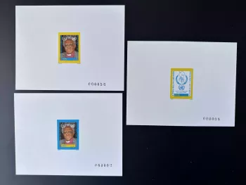 Kamerun 1986 Mi. 1135-1137 Luxusprobe Jahr des Friedens Desmond Tutu Vogel