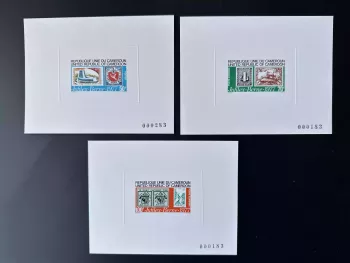 Kamerun 1977 Mi. 850-852 Luxusprobe Jufilex Bern Briefmarken auf Briefmarke