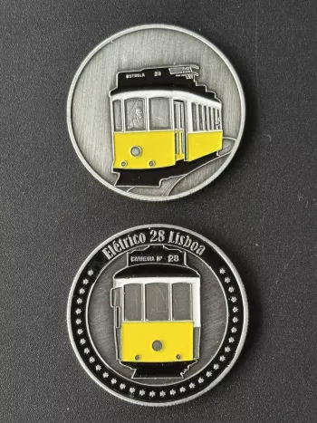 Médaille souvenir "Eletrico 28 Lisboa" argent en couleur