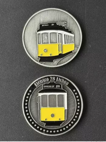 Médaille souvenir "Eletrico 28 Lisboa" argent en couleur