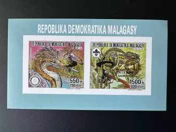 Madagaskar 1993 Mi 1534Ab 1535Ad ND VARIETÄT INVERTIERT Gold-Aufdruck Scouts