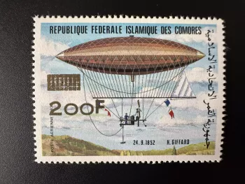 Comores 1996 Mi. 1175 400F / 200F surchargé Montgolfière Giffard drapeau Ballon