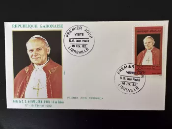 Gabun 1982 Mi. 816 FDC Ersttagsbrief Papst Johannes Paul II.