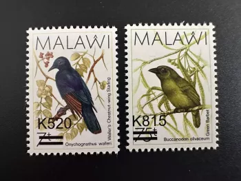 Malawi 2016 Mi. 946 - 947 Surcharge overprint Vögel Oiseaux faune fauna MNH**