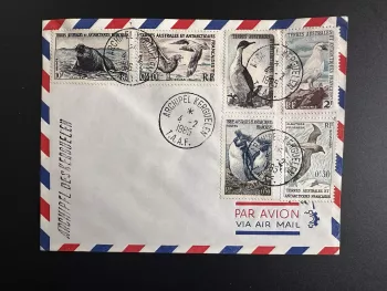 TAAF 1965 Brief "Galliéni" Luftpost 6v Kerguelen-Archipel 04.02.1965