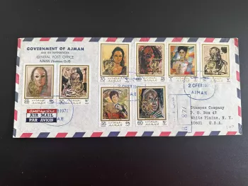 Ajman 1971 Mi. 718 - 725 Registered letter Paintings Overprint United Nations UN