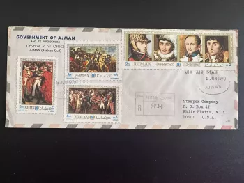Ajman 1970 Mi. 542 - 549 Registered letter Napoleon Bonaparte Government