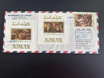 Ajman 1970 Mi. 542 - 549 blocs ? Registered letter Napoleon Bonaparte Government
