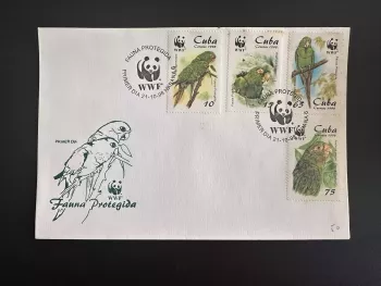 Kuba 1998 Mi. 4156-4159 FDC Fauna Protegida Papageien WWF