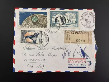 TAAF 1965 Einschreiben Luftpost YT PA Nr.3 und 6 Pinguine 10.01.1965