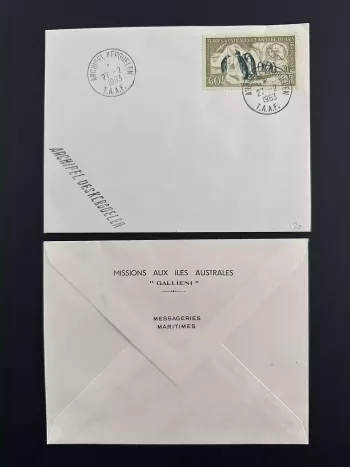TAAF 1963 Brief "Galliéni" YT LP Nr.3 Kaiserpinguine Adélie 27.02.1963