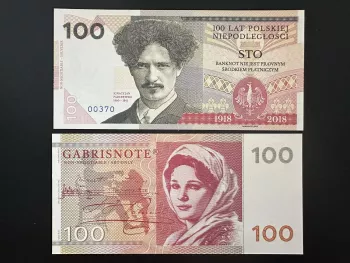 2018/2025 Matej Gabris Gabrisnote 100 Rokov Ignacy Jan Paderewski UNC SPECIMEN