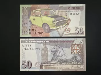 2025 Matej Gabris Gabrisnote 50 Shillings Mini Cooper London Big Ben Lion UNC