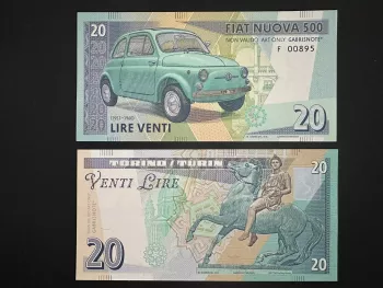 2025 Matej Gabris Gabrisnote 20 Read Fiat Nuova 500 Roma UNC SPECIMEN ESSAY