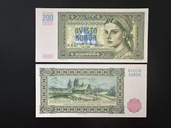 2025 Matej Gabris Gabrisnote 200 Korun Slovensko (II) UNC SPECIMEN ESSAY