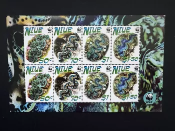 Niue 2002 Mi. 973 - 976 sheet WWF Marine Wildlife Small giant clam WITH logo