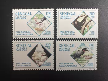 Senegal 1996 Mi. 1416-1419 Vögel Fauna Nationalparks Affe Krokodil