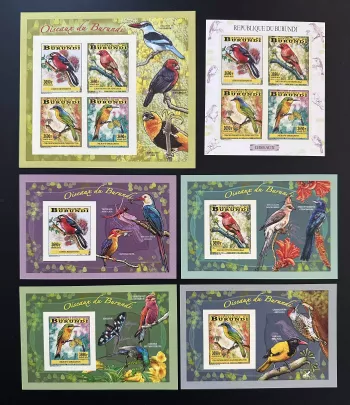Burundi 2014 Mi. 3361-3364 Bl. 411-414 ND IMPERF Vögel Faune