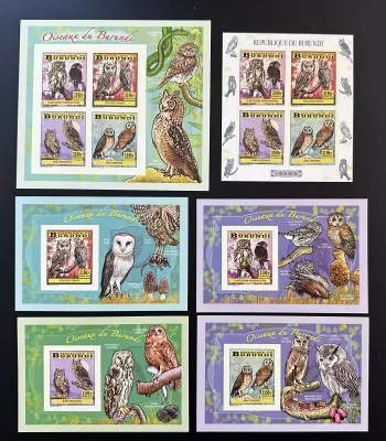Burundi 2014 Mi. 3353-3356 Bl. 403-406 ND Vögel Eulen Fauna