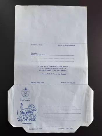 Tanzanie Aerogramme Air letter stationery Entier Postal warthog phacochère