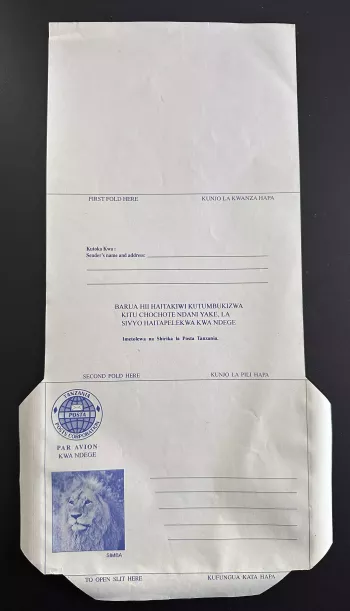 Tanzanie Aerogramme Air letter stationery Entier Postal Lion faune Fauna Löwe