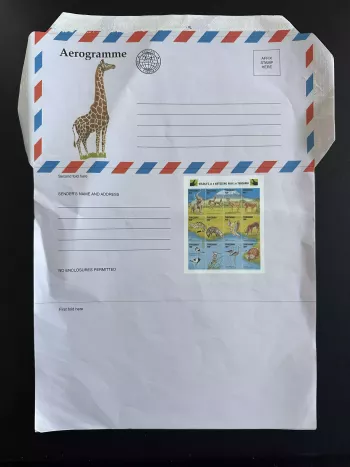 Tanzania Aerogram Air letter stationery Postal Ostrich giraffe wildlife