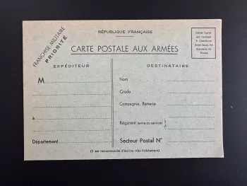 Frankreich Feldpost Ganzsache ungelaufen Militärfreimarke FM Postkarte