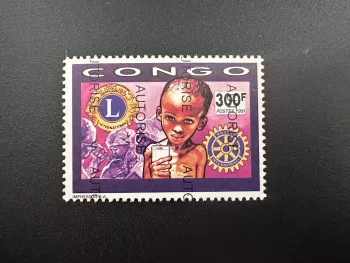 Congo 1998 Mi. 1533 surchargé AUTORISE Rotary International Lions Club enfant