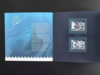 UPU UNPA UN 2025 PhilaKorea Cancellation (I) Dove Peace Paix Unusual Embroidery