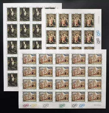 Cameroun 1981 Mi. 965 - 967 ND planche Noël Religion Art Tableaux Madonna Enfant