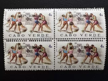 Cabo Cap Verde 1976 Mi. A 374 bloc de 4 surchargé Jeux Olympiques Munich 1972