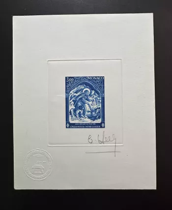 Monaco 1974 YT 956 Epreuve d'artiste Croix-Rouge Saint-Bernard de Menthon chien