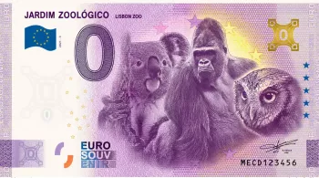 Billet touristique Souvenir 2026 Portugal Jardim Zoológico (hologramme or)