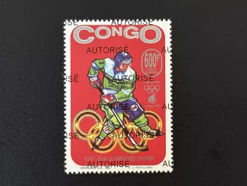 Congo 1998 Mi. 1554 surchargé AUTORISE Jeux olympiques Hiver Lillehammer Hockey