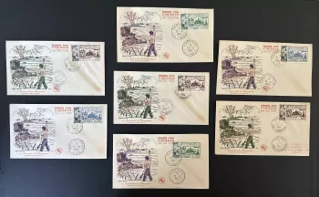 France Overseas 1954 FDC 10th Anniversary D-Day Liberation 7 covers