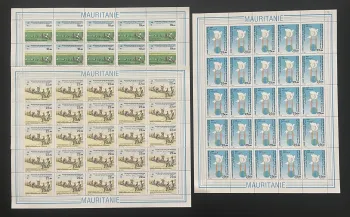 Mauritanie 1985 YT 572-574 planche jeunesse paix colombe globe