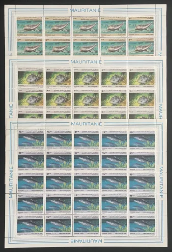 Mauritania 1988 YT 602-604 sheet fish scorpionfish triggerfish bonito