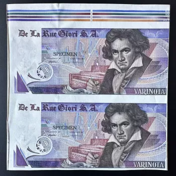 GIOR-111b Test Note De La Rue Giori S.A. 1 Varinota Beethoven uncut