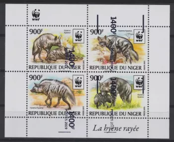 Niger 2019 WWF Fauna Hyena Error Displaced Overprint RARE