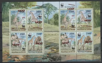Niger 2019 WWF Fauna Giraffe Error Displaced Overprint RARE