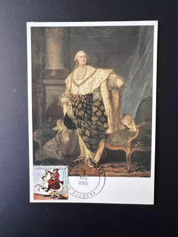 Tchad 1999 Mi. 1951 carte maximum Louis XIV Tableau Roi France Royauté Fleurs