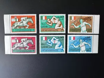 Qatar 1966 Mi. 259 - 265 Jeux Olympiques Mexico Equitation Athletisme Javelot